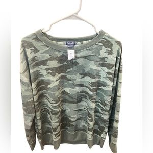 Splendid Camo Print Pullover Sweatshirt Green Size medium